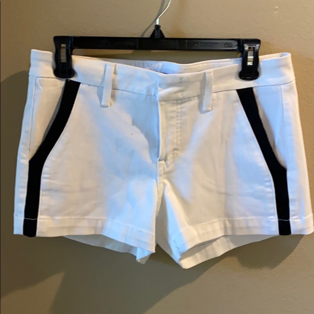 White & Black Colorblocked stretchy Shorts